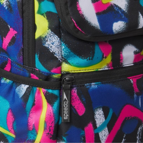 Speedo Swim Printed Teamster Backpack 2.0 35L US Team Tie Dye Hearts Print - Picture 8 of 8